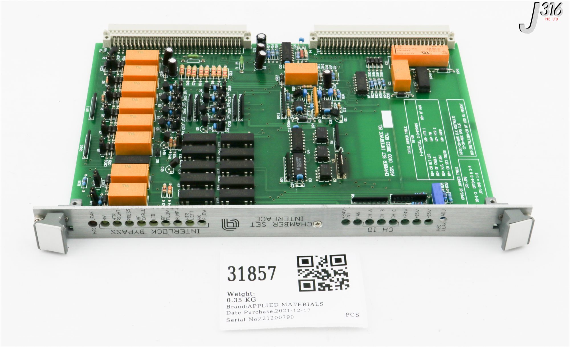 専用1 31857 APPLIED MATERIALS PCB ASSY, PCV, CHAMBER SET INTERFACE